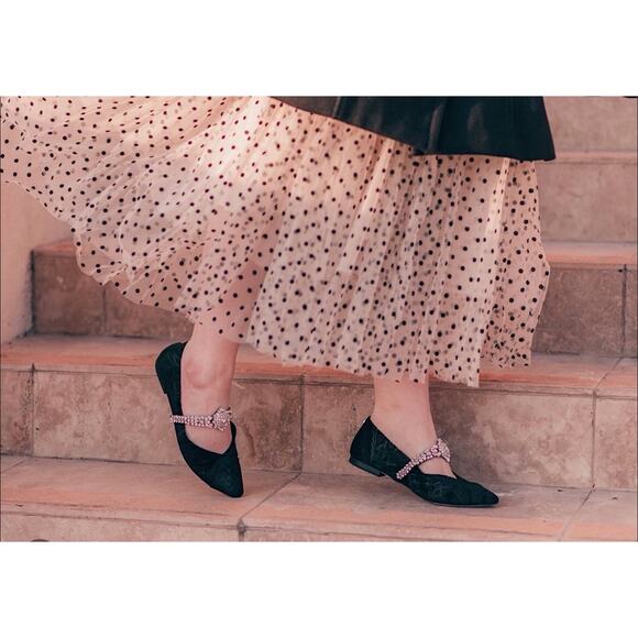 NWT Birdies Goldfinch Black Silver Crystal Embellished Maryjanes Holiday 8.5 - Picture 2 of 5